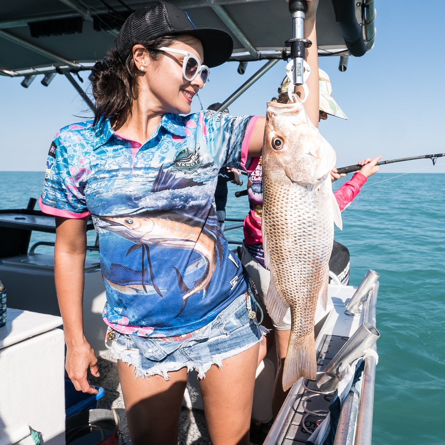 LADIES SHORT-SLEEVE FISHING SHIRT - BLUE