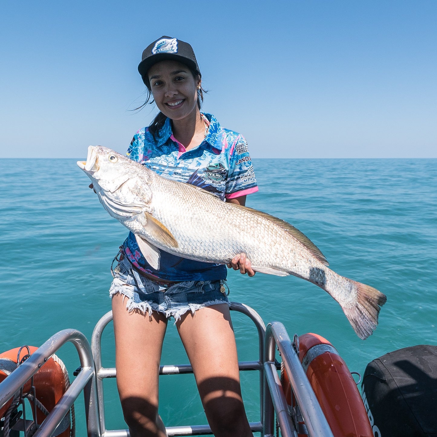 LADIES SHORT-SLEEVE FISHING SHIRT - BLUE